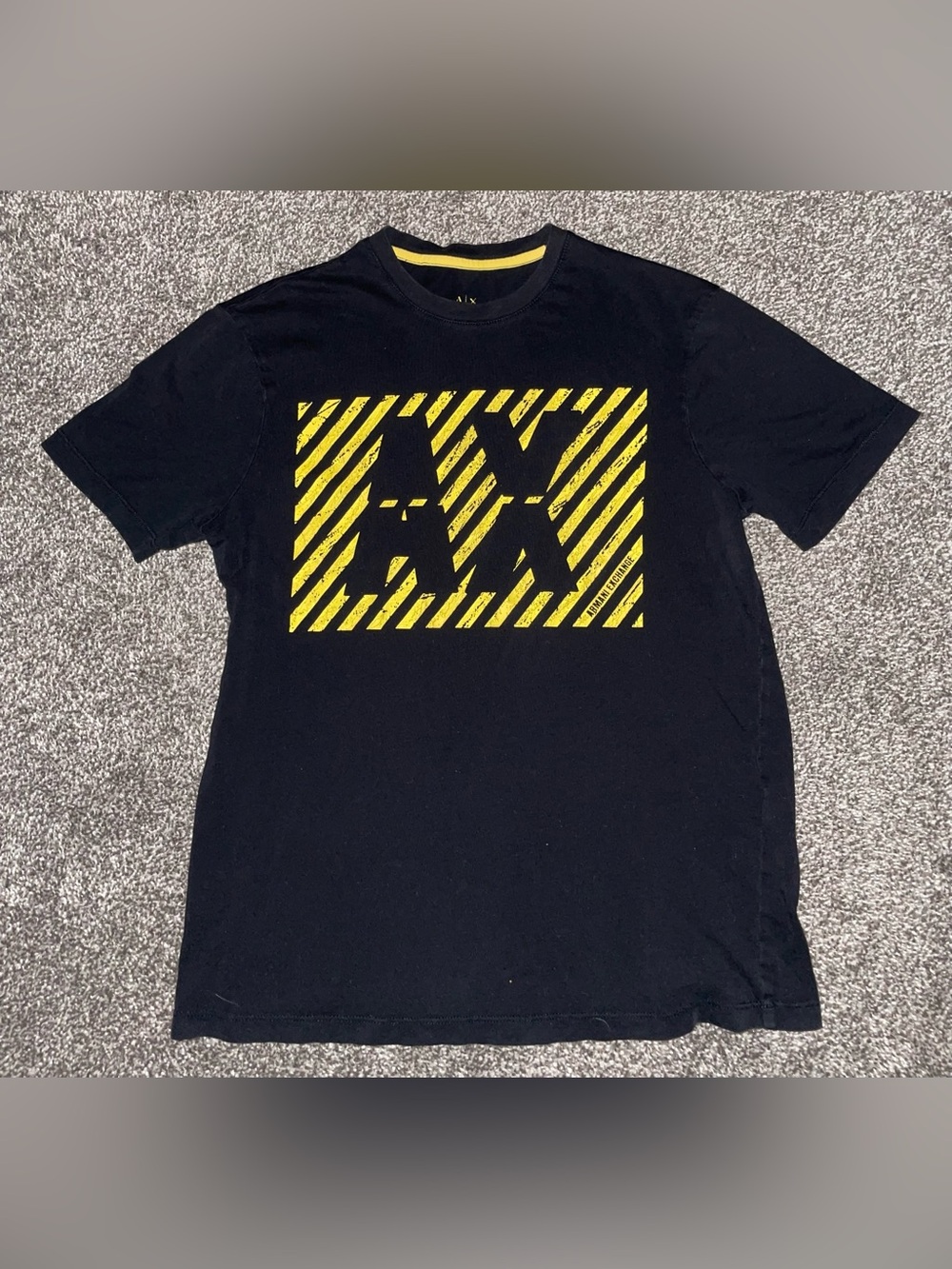 A/X Armani Exchange Black Tee with Yellow Striped Logo